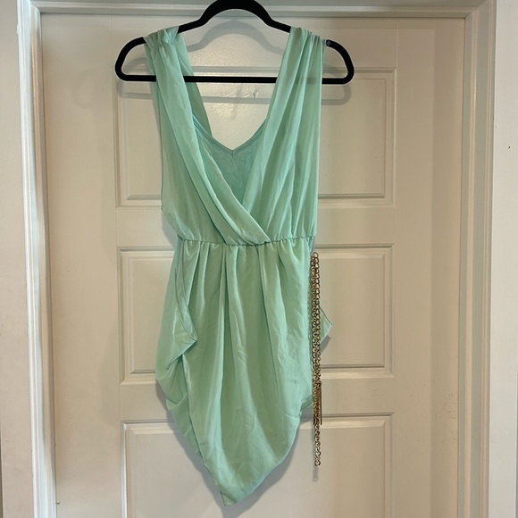 Glam Mint Green Sequin Cocktail Dress - Chained Up Design | Size M | Party-Ready - Picture 2 of 2